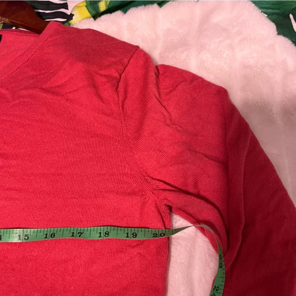 J. Crew Mens M Harbor Cotton V Neck Red Grandpacore Slim Stretchy Spring Sweater